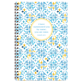 Felicity personalized scripture journal with wire coil binding by Paper Sunday, joyful and uplifting design with a unique curated set of Bible verses for daily reflection