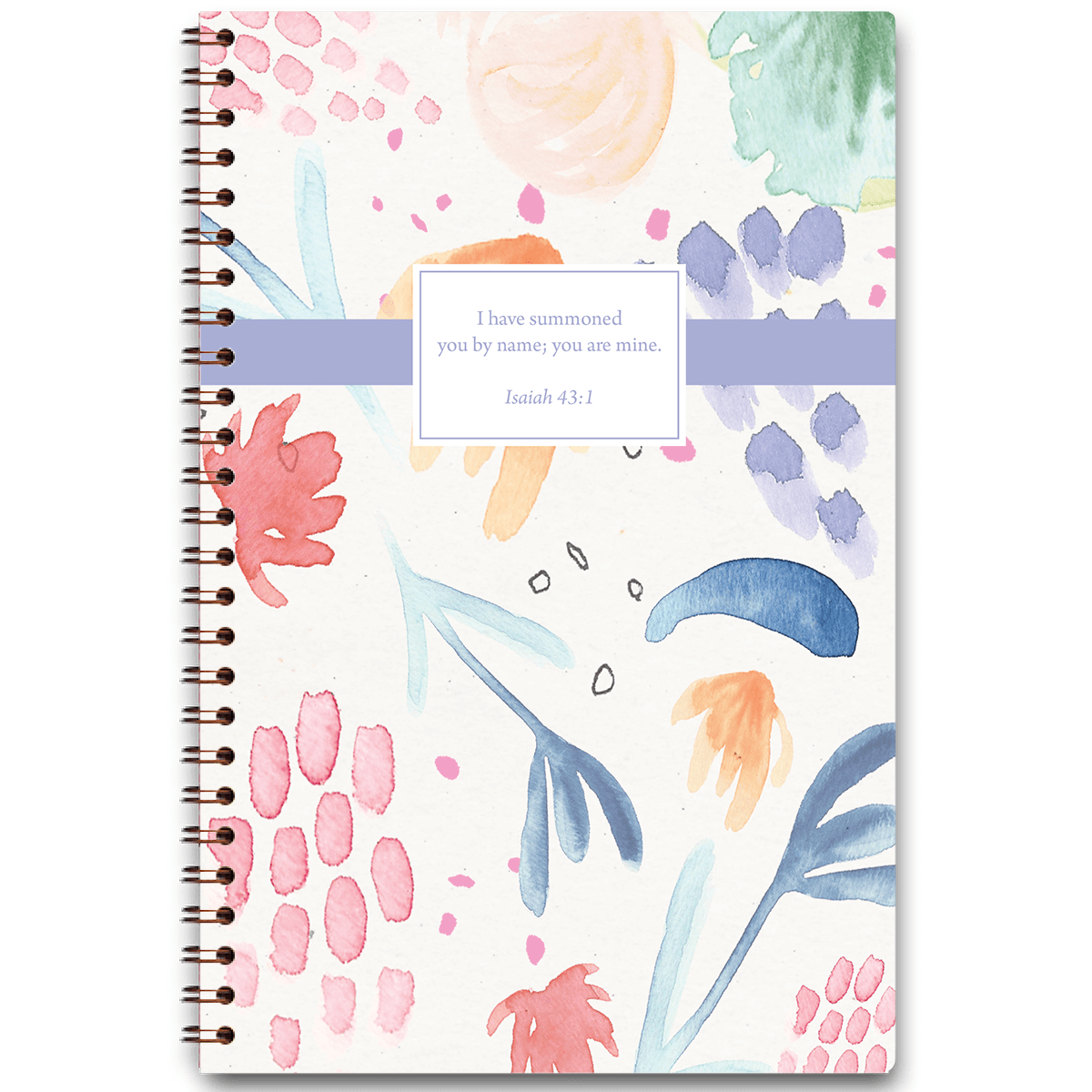Festive personalized scripture journal with wire coil binding by Paper Sunday, joyful celebration-inspired design with a unique curated set of Bible verses for daily reflection