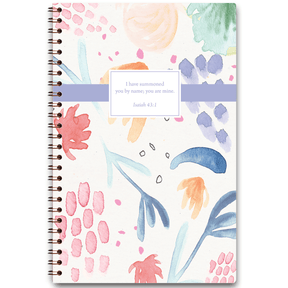 Festive personalized scripture journal with wire coil binding by Paper Sunday, joyful celebration-inspired design with a unique curated set of Bible verses for daily reflection