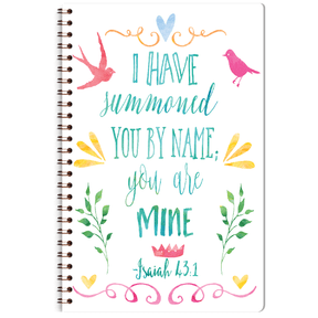 Personalized scripture journal with wire coil binding featuring Free Spirit design by Paper Sunday, Christian journal for daily reflection and devotional writing