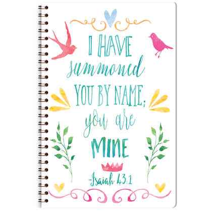 Personalized scripture journal with wire coil binding featuring Free Spirit design by Paper Sunday, Christian journal for daily reflection and devotional writing