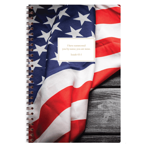 personalized American flag planner for men with wire coil binding and custom name