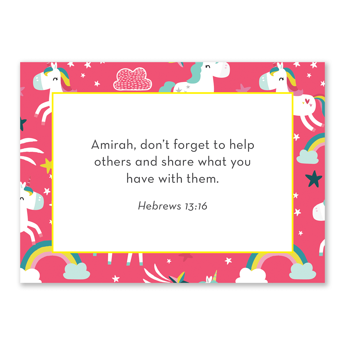 Personalized Bible verse cards for girls unicorn design custom scripture cards Christian gift for kids encouragement and daily prayer