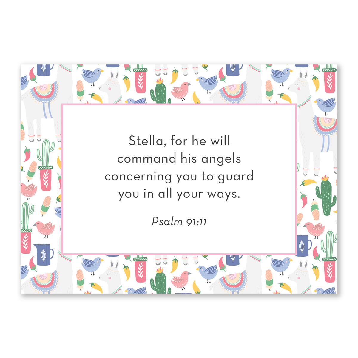 Personalized Bible verse cards for girls llama design custom scripture cards Christian gift for kids encouragement and daily prayer