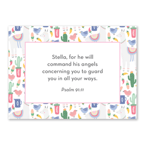 Personalized Bible verse cards for girls llama design custom scripture cards Christian gift for kids encouragement and daily prayer