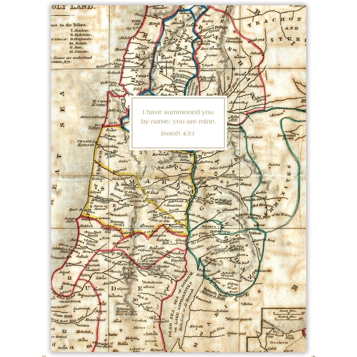 A cover of a planner with a vintage map background and a quote from the Bible, specifically Psalm 119:15, 'I have reserved thee in my sight, I have set thee before mine eyes.'.