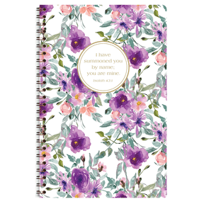 Personalized scripture journal with wire coil binding featuring Joy cover design by Paper Sunday, each journal includes a unique curated set of Bible verses for daily reflection