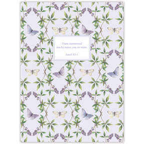 Personalized lavender butterfly planner with durable hardcover and custom name on butterfly design