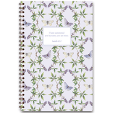Personalized lavender butterfly planner by Lydia Carraway with soft purple design and custom name, wire coil binding
