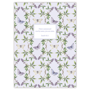 Custom planner with lavender butterfly design by Lydia Carraway and personalized name on flexible soft cover