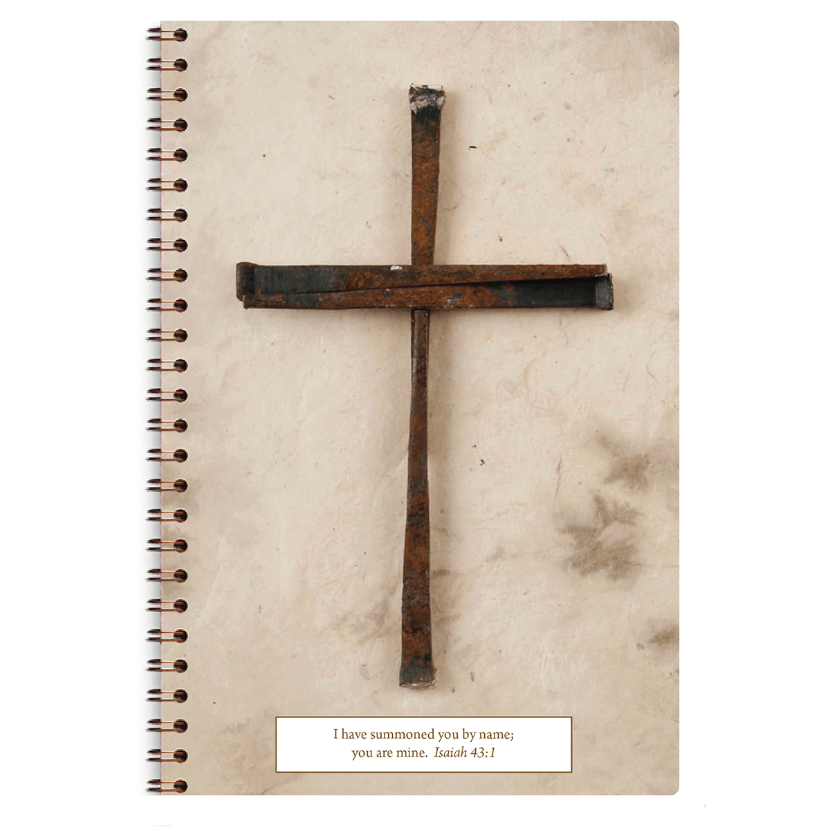 Luke Cross personalized scripture journal for men with wire coil binding by Paper Sunday, clean cross design with a unique collection of curated Bible verses for daily reflection and consistent use