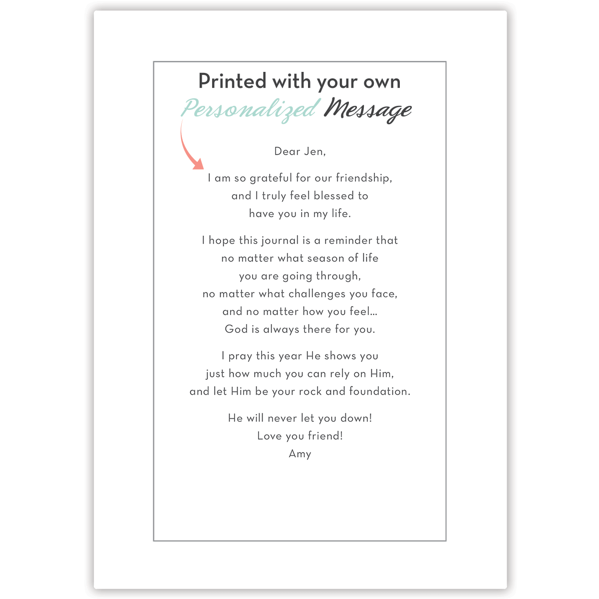 custom scripture journal with personalized gift message printed inside monarch butterfly Christian mini journal