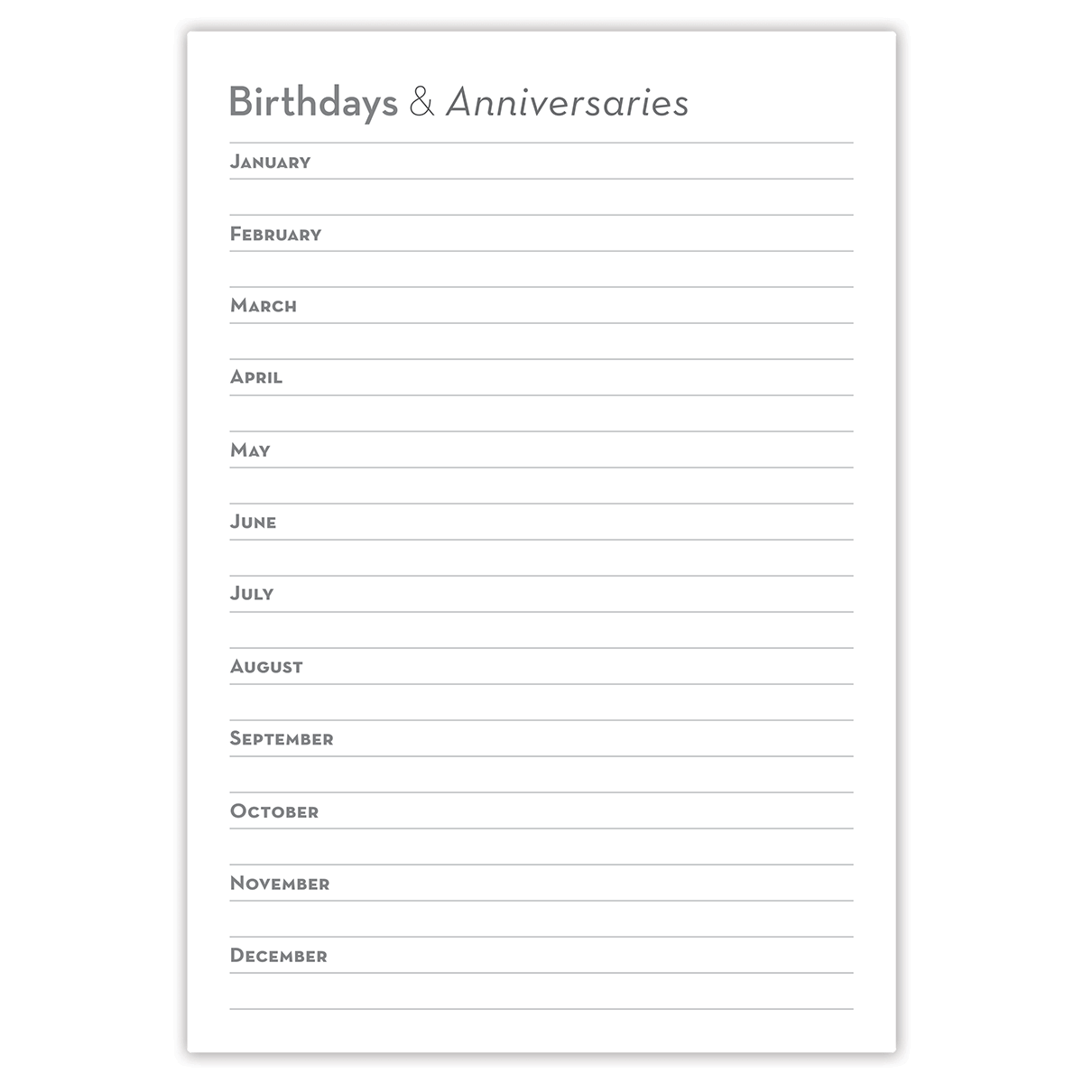 Paper Sunday Mens Planner | Black Jack | birthdays