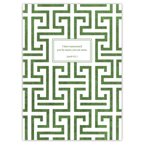 personalized green maze christian planner with flexible soft cover and custom name on maze design