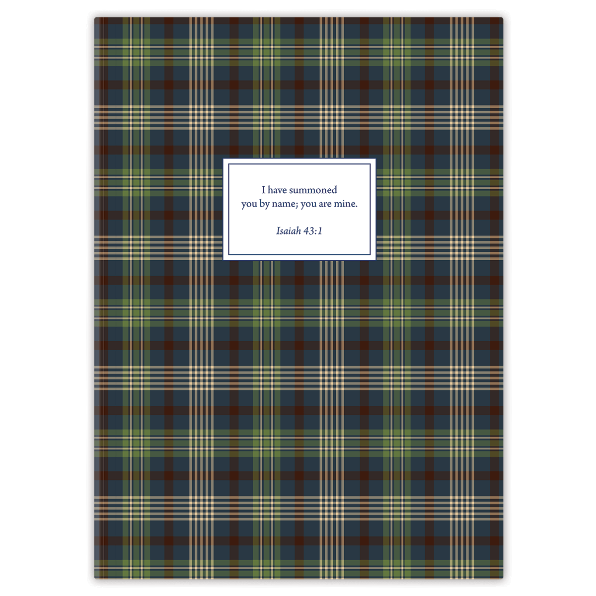 personalized plaid planner for men with flexible soft cover and custom name on plaid design