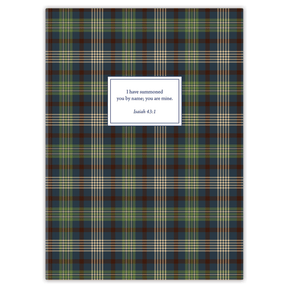 personalized plaid planner for men with flexible soft cover and custom name on plaid design