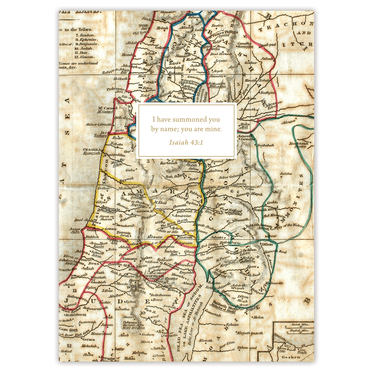 personalized Holy Land planner with flexible soft cover and custom name on historic map design