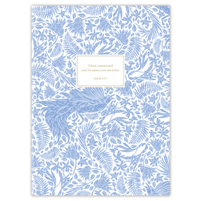 personalized chinoiserie bird planner with flexible soft cover and custom name on chinoiserie bird pattern