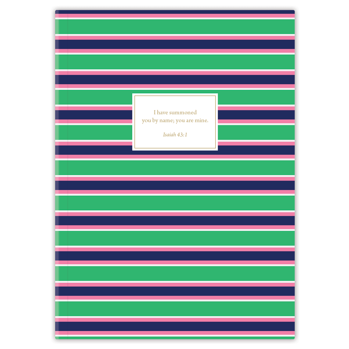 personalized green stripes planner with flexible soft cover and custom name on green stripe pattern