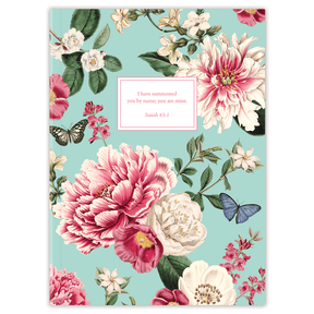 Softcover personalized Bible journal for women with Enchanted Garden artwork, featuring a one-of-a-kind selection of scriptures for quiet time, prayer, and devotional writing