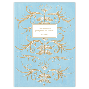 Custom planner with Blue Elegance design by Theresa Mangum and personalized name on flexible soft cover
