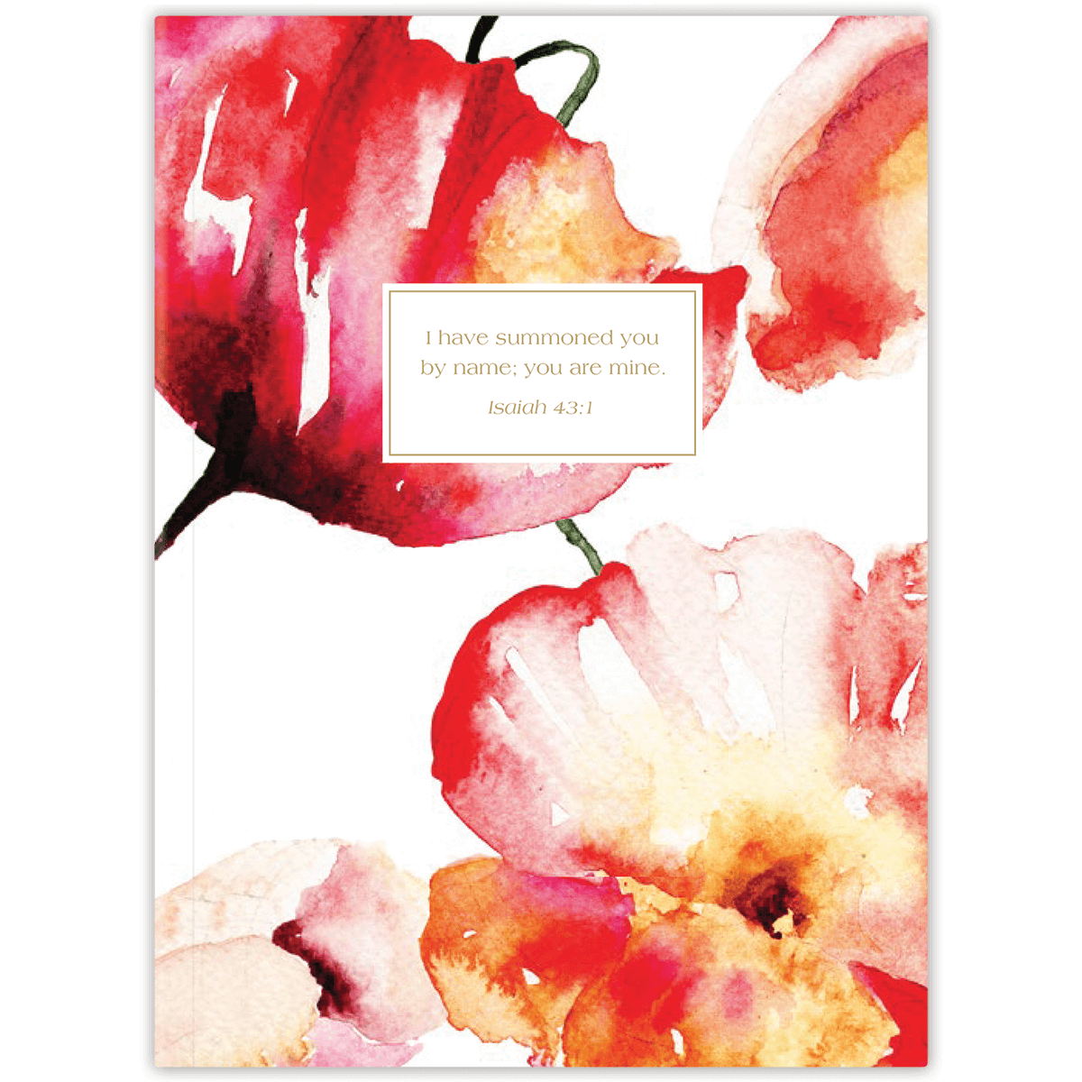 Cover of a planner with a red floral design and a quote about knowing God's purpose.