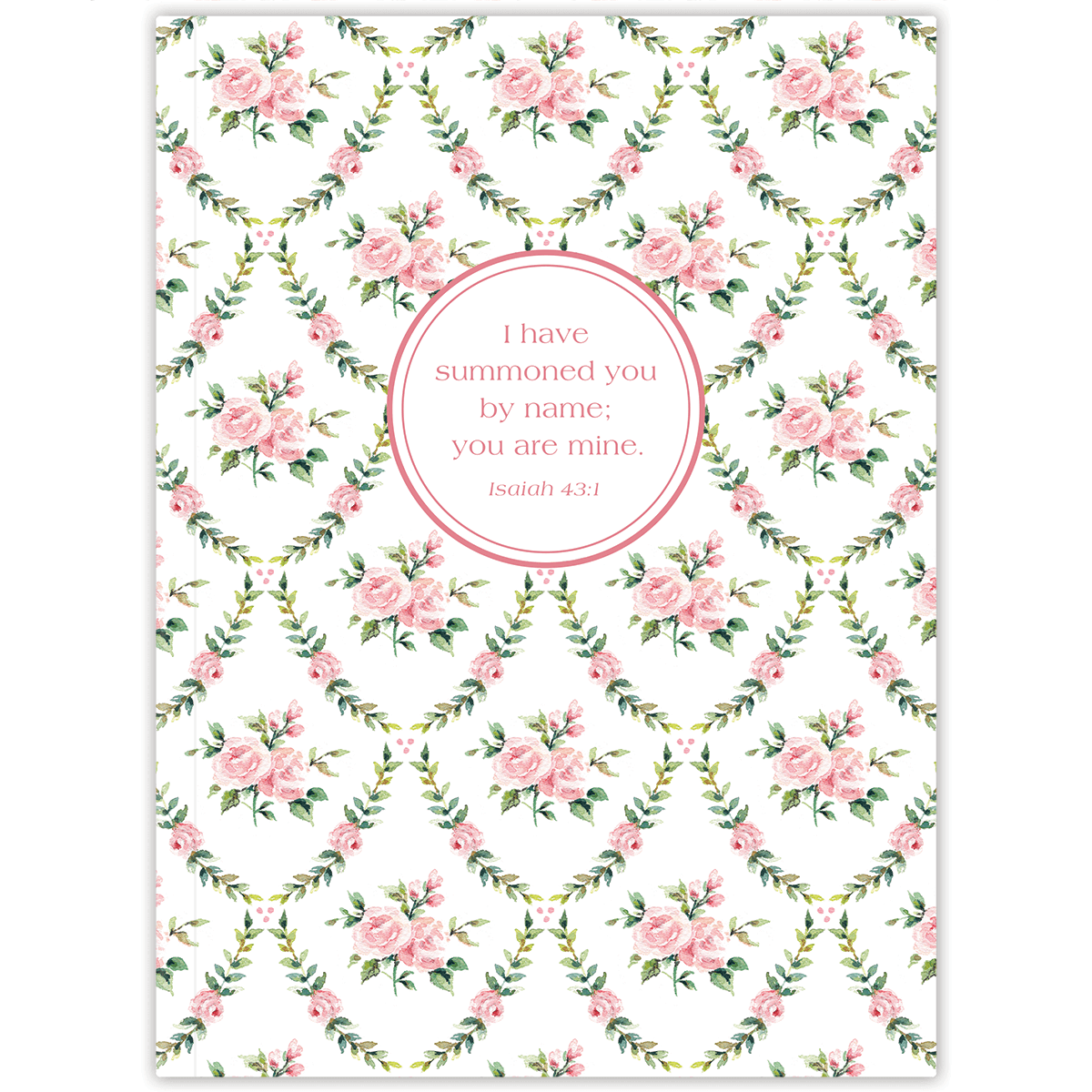 Hardcover Rose Garden personalized scripture journal by Lydia Carraway, elegant rose floral Christian journal with carefully selected Bible verses for reflection and spiritual growth
