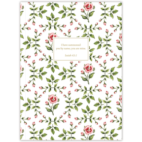 Hardcover Roses personalized scripture journal by Lydia Carraway, elegant rose-inspired Christian journal with carefully selected Bible verses for meaningful daily use