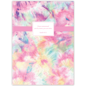 personalized tie dye planner with durable hardcover and custom name on vibrant design