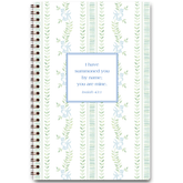Tied With A Bow personalized scripture journal with wire coil binding featuring artist-designed ribbon bow cover by Lydia Carraway for Paper Sunday, each journal includes a unique curated set of Bible verses for daily reflection