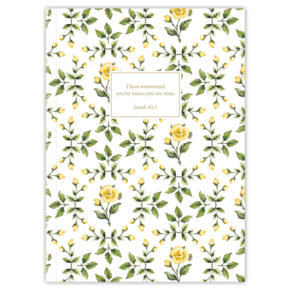 Softcover Debbie’s Yellow Rose Bible journal with bright floral artwork by Lydia Carraway, personalized scripture journal featuring a one-of-a-kind selection of curated scriptures for journaling and reflection
