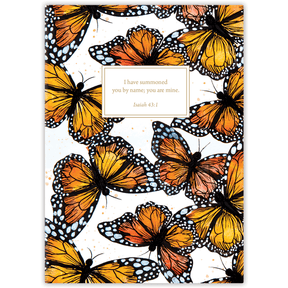 Personalized scripture mini journal monarch butterfly design by Theresa Mangum custom Bible verse journal Christian gift for encouragement and prayer