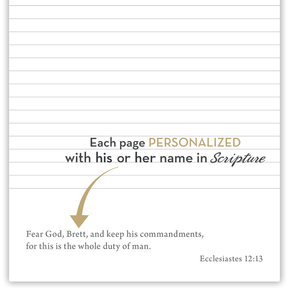 personalized Bible verse journal showing name woven into scripture custom mini journal for daily encouragement and faith