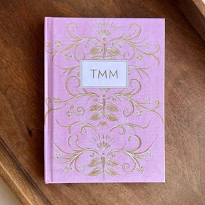 Hardcover Pink Elegance personalized scripture journal by Theresa Mangum, elegant Christian journal with soft pink design and carefully selected Bible verses for meaningful daily use