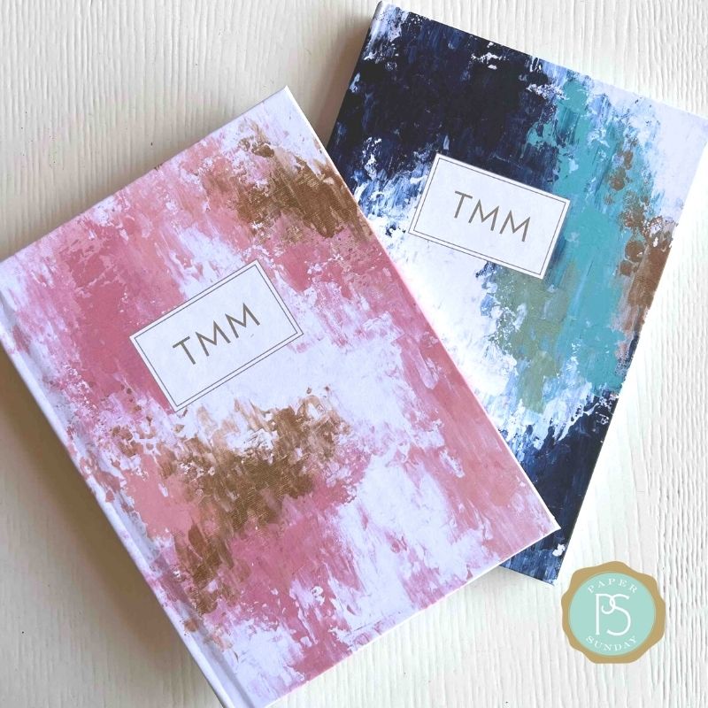 Inspire and Refresh personalized scripture journals by Theresa Mangum stacked together, showcasing coordinated designs with a unique curated set of Bible verses for daily reflection and gifting